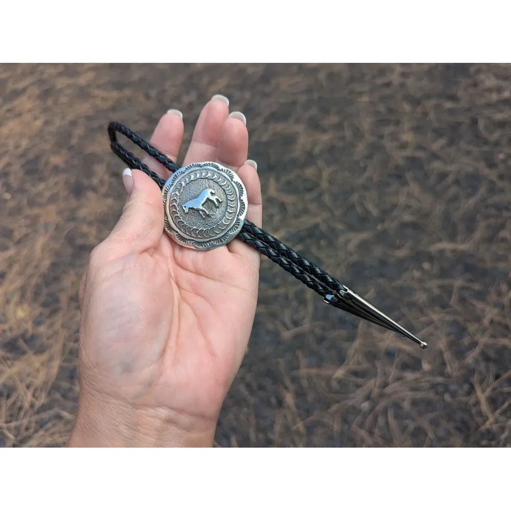 Bolo Tie‎ for Men, Sterling Silver, Horse Design Handmade***